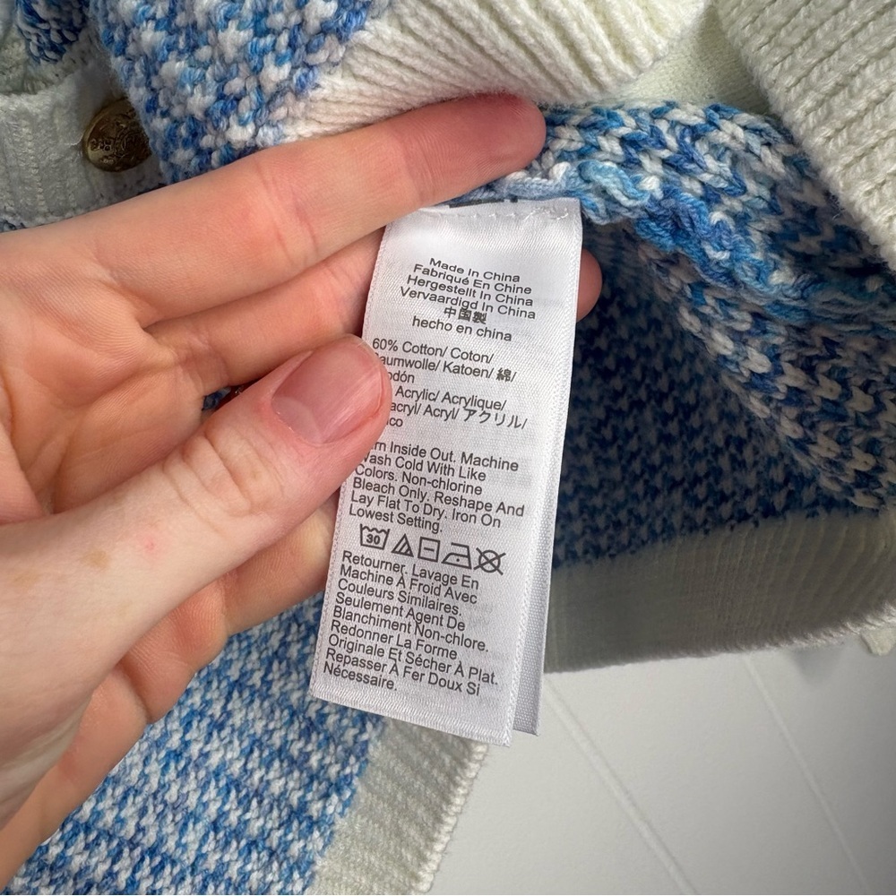 NWOT J. Crew Popcorn-stitch Lady Jacket Cardigan Structured Sweater Blue Large - Picture 8 of 10
